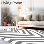 Gray White Abstract Zebra Stripes Rug
