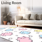 Cute Pastel Kawaii Kitty Cats Scattered Rug