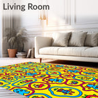 Whimsical Yellow Monster Invasion Rug