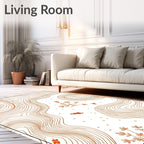 Orange Contour Lines with Acorns Rug