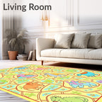 Cute Dinosaur Jungle Whimsy Rug