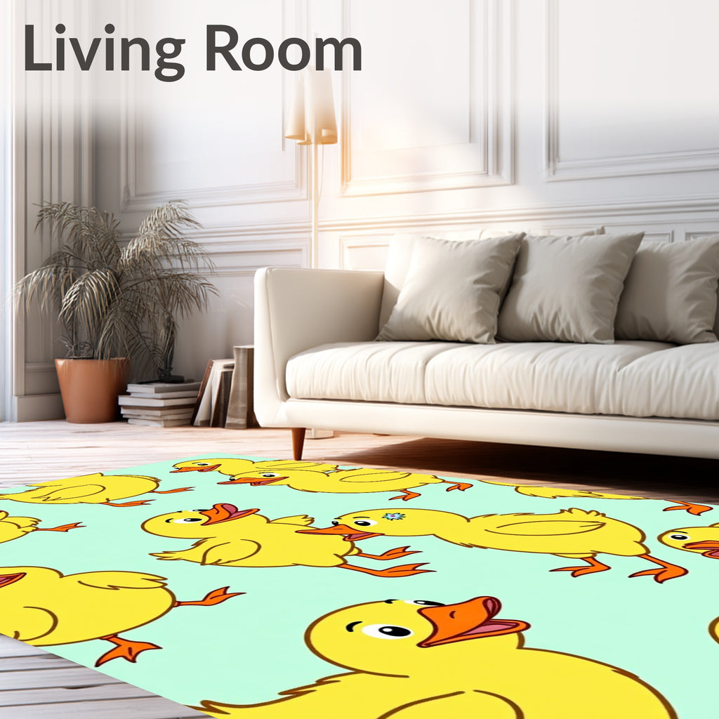 Playful Yellow Ducklings All Over Rug