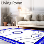 Bold Blue Geometric Arch and Circle Rug