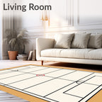 Minimalist Beige Court Grid Rug