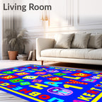 Bright Alphabet Critter Collage Rug