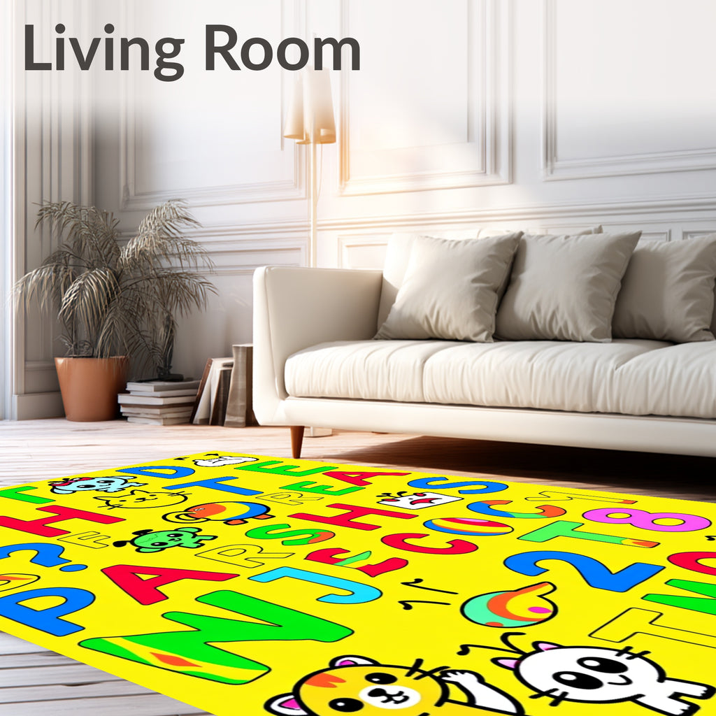 Cute Cartoon Alphabet Animal Collage Rug