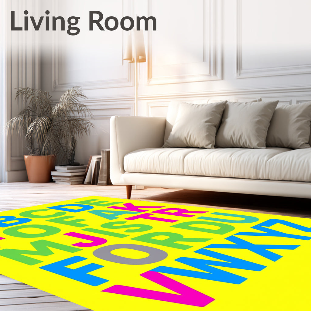 Bold Alphabet Typography Citrus Yellow Rug