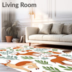 Woodland Creatures With Leafy Branches Rug