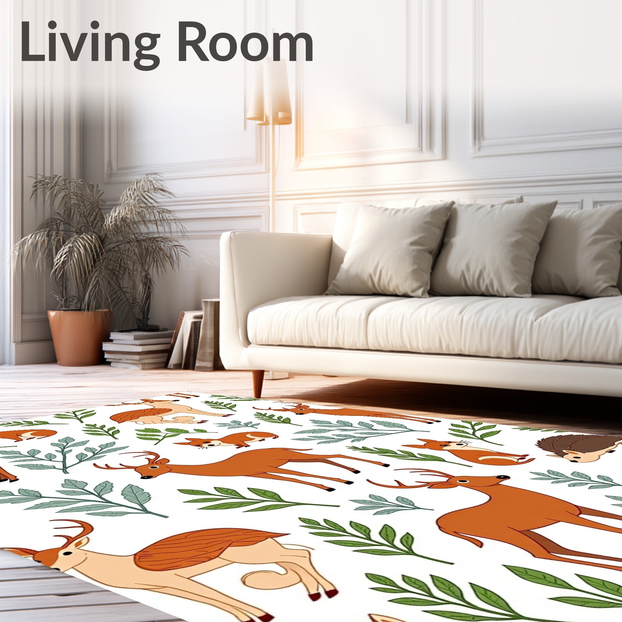 Woodland Creatures With Leafy Branches Rug