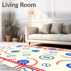 Red White Blue Baseball Dollar Medley Rug
