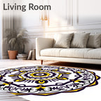 Vibrant Yellow Purple Mandala medallion Rug