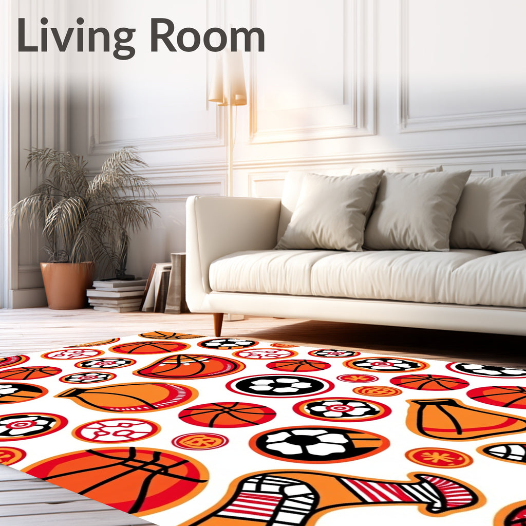 Orange Red Ball Medley Rug