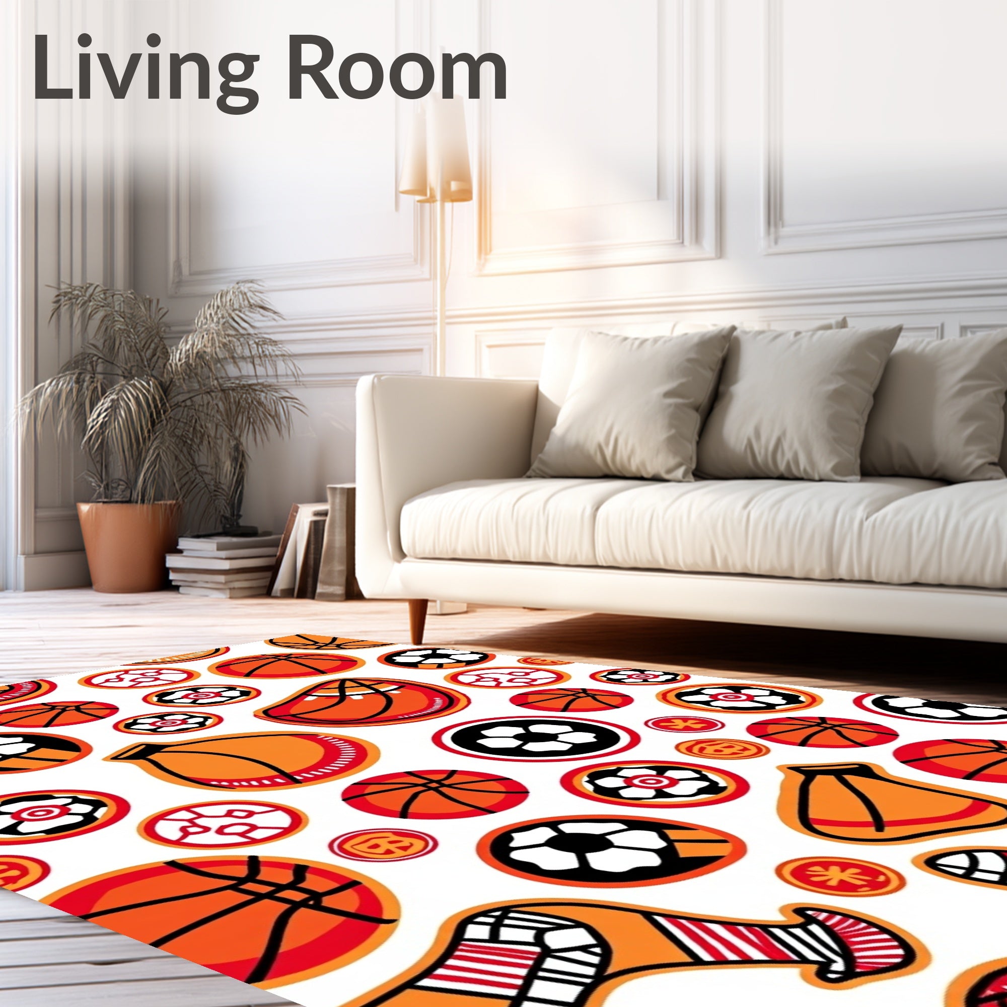 Orange Red Ball Medley Rug