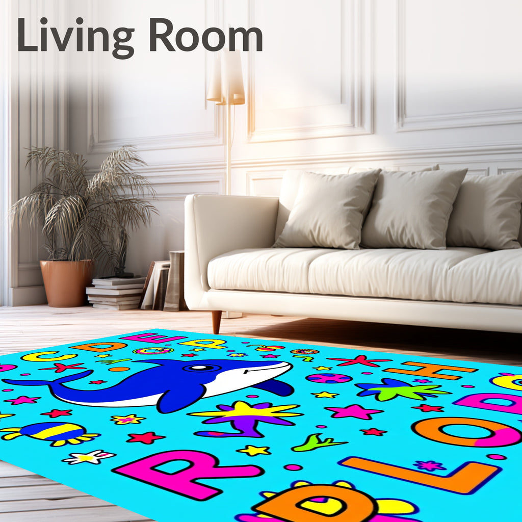 Bright Dolphin Adventure Alphabet Companions Rug