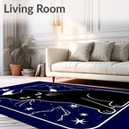 Midnight Black Cat Celestial Night Rug