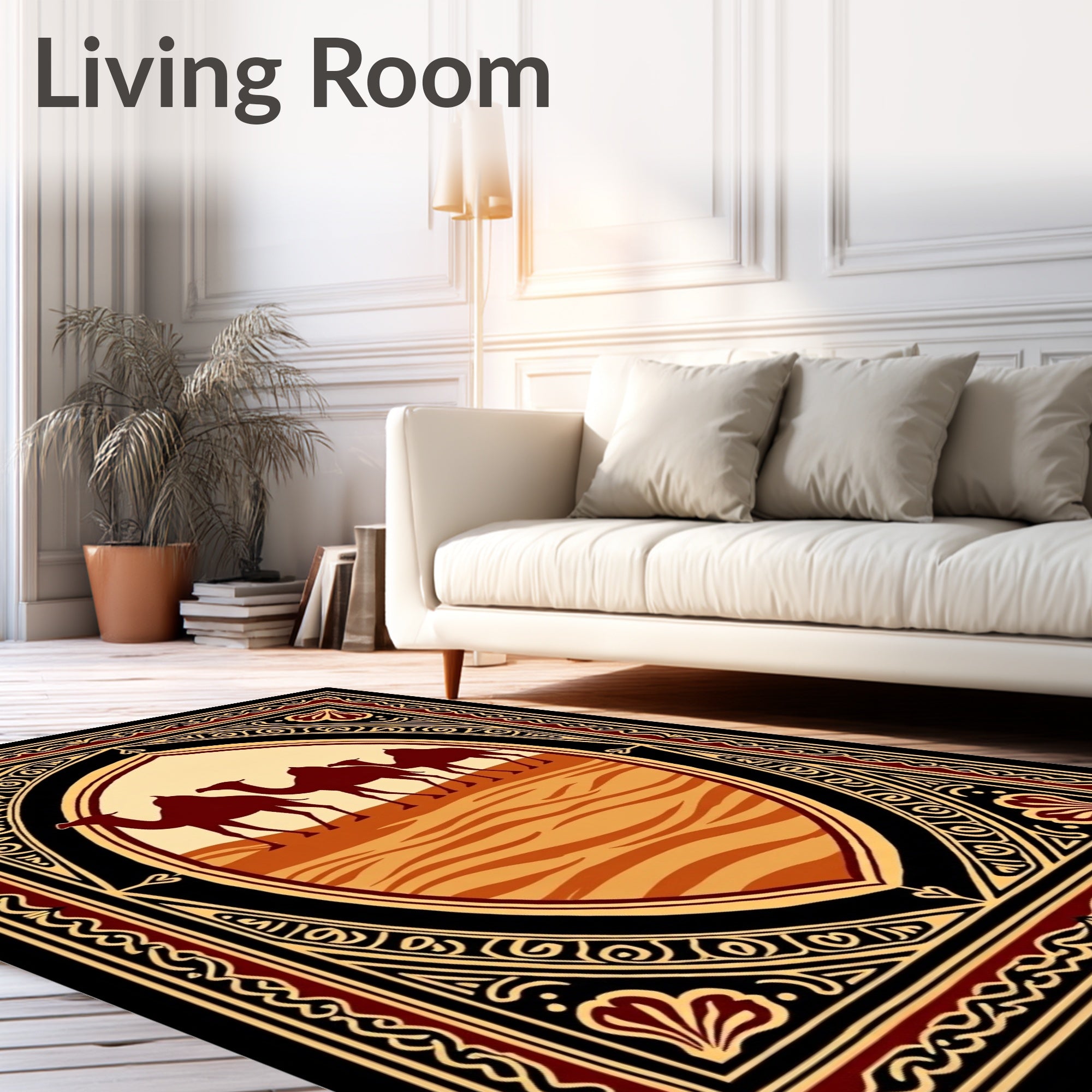Desert Caravan Camel Silhouette Rug