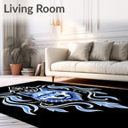 Cool Blue Wolf Ice Crest Rug