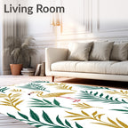 Golden Flamingo Tropical Green Foliage Rug