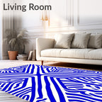 Bold Blue Abstract Zebra Stripes Rug
