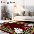 Charming Ruby Puppy Floral Border Rug