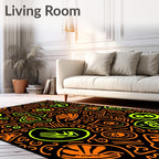Neon Orange Lime Abstract Doodle Rug