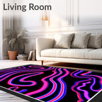 Vibrant Pink Blue Swirling Waves Rug
