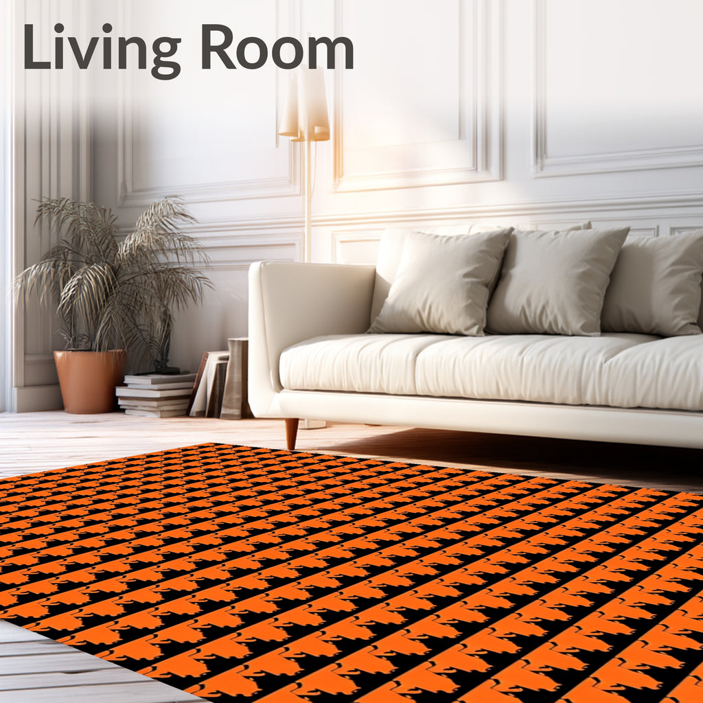 Orange Black Bat Silhouette Repeat Rug