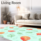 Coral Orange Leafy Swirl Background Rug