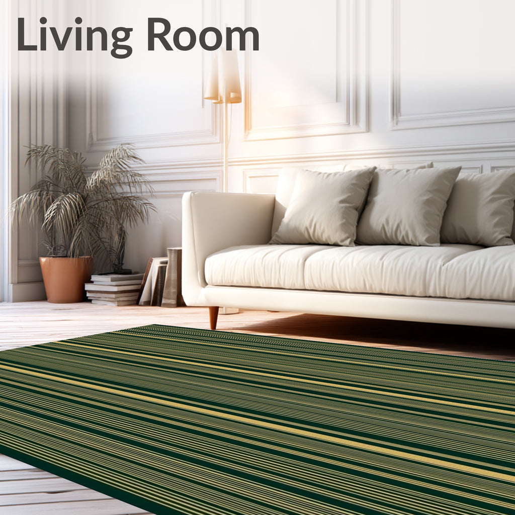 Deep Forest Gold Vertical Stripe Rug