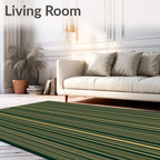 Deep Forest Gold Vertical Stripe Rug