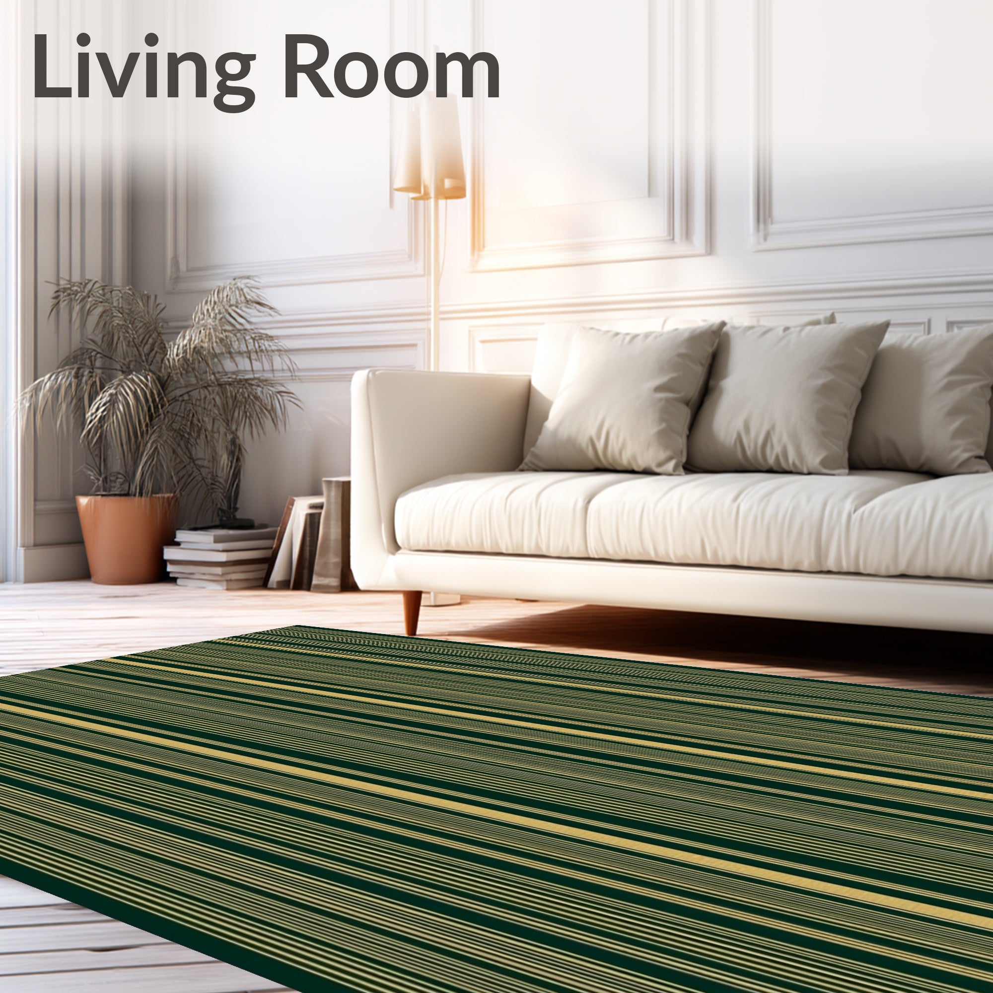 Deep Forest Gold Vertical Stripe Rug