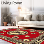Rich Red Black Griffin Crest Rug