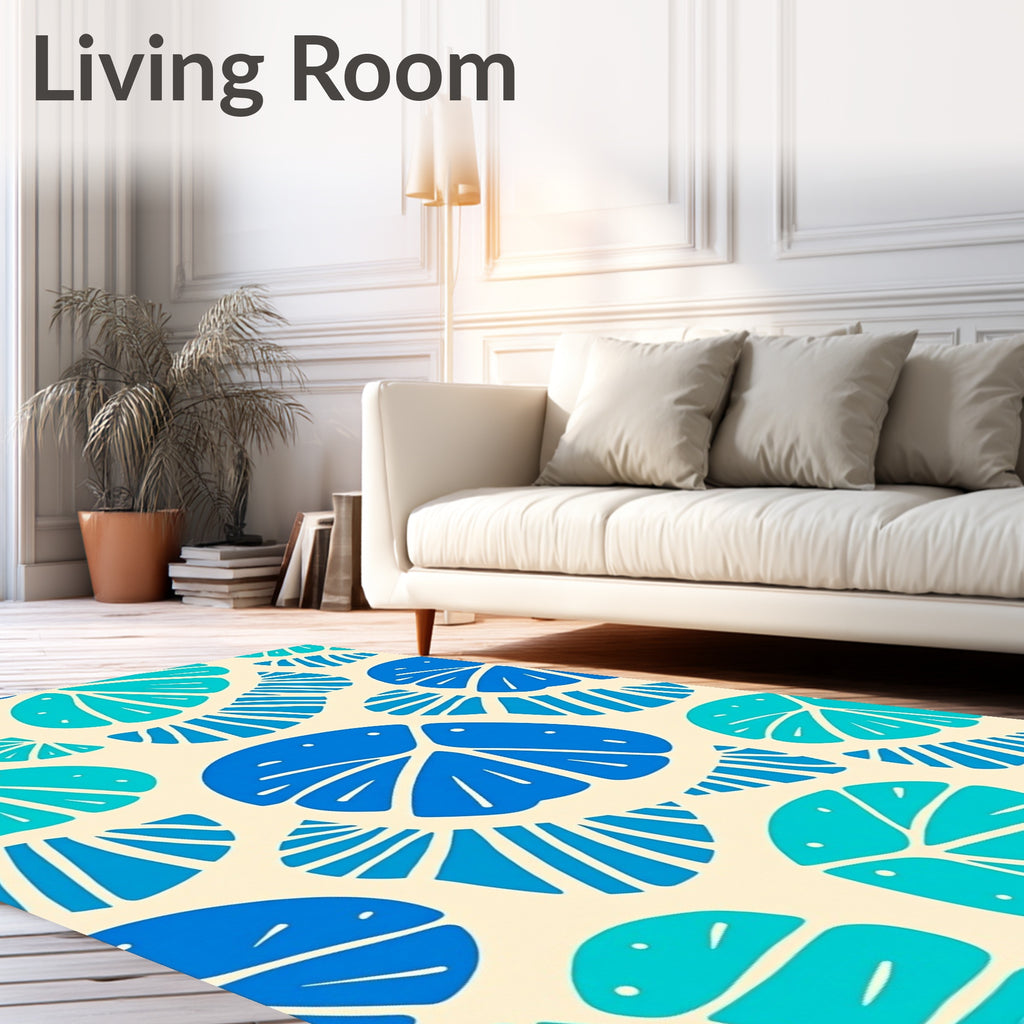 Dappled Blue Citrus Slice Arrangement Rug