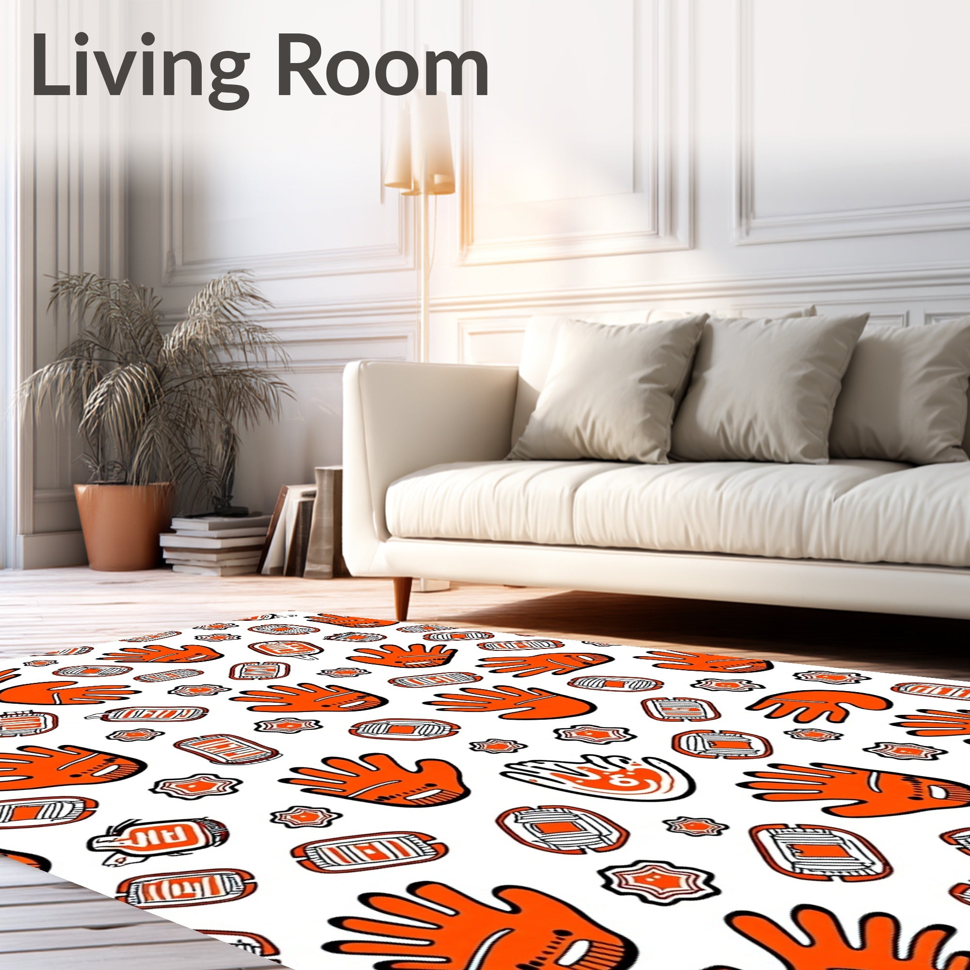 Orange Hand Starburst Stadium Repeat Rug