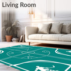 Teal Hockey Rink Players Medallion Rug