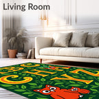 Charming Yellow Alphabet Nature Whimsical Owls Rug