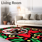 Festive Pug Red Glasses Bow Tie Holly Rug