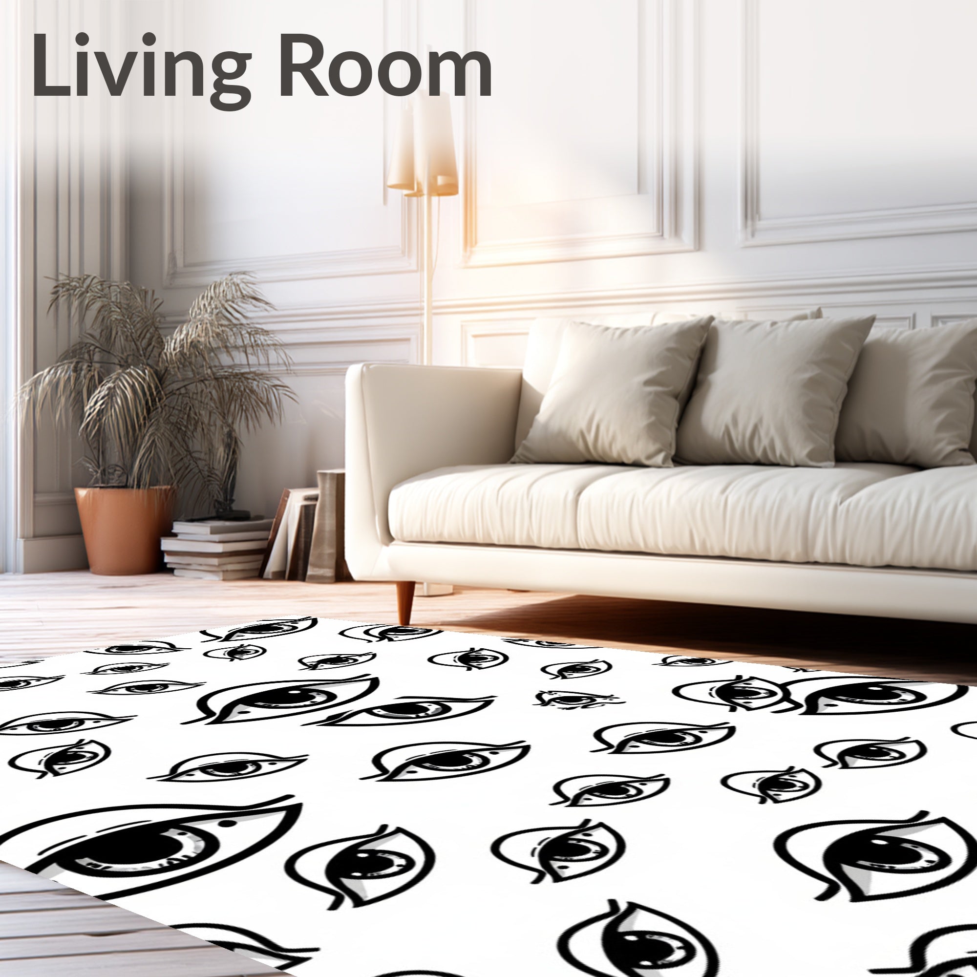 Black and White Open Eye Collage Rug