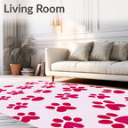 Playful Pink Paw Prints Pattern Rug