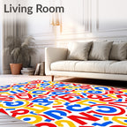 Bold Red Blue Yellow Alphabet Scatter Rug