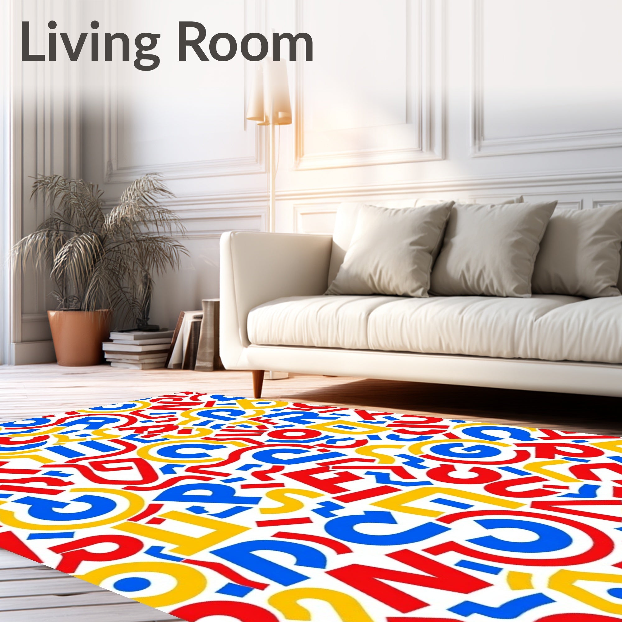 Bold Red Blue Yellow Alphabet Scatter Rug