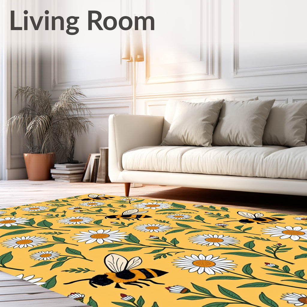 Yellow Daisy Bee Garden Rug