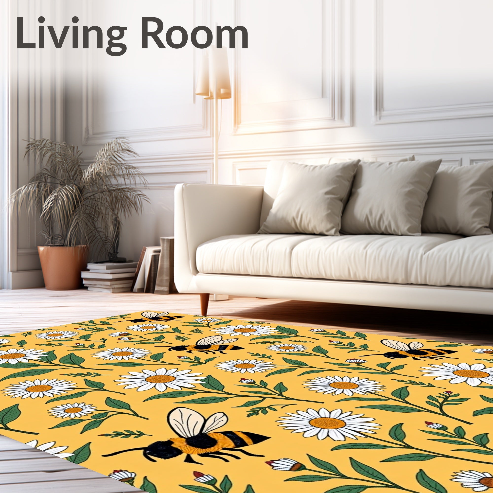 Yellow Daisy Bee Garden Rug