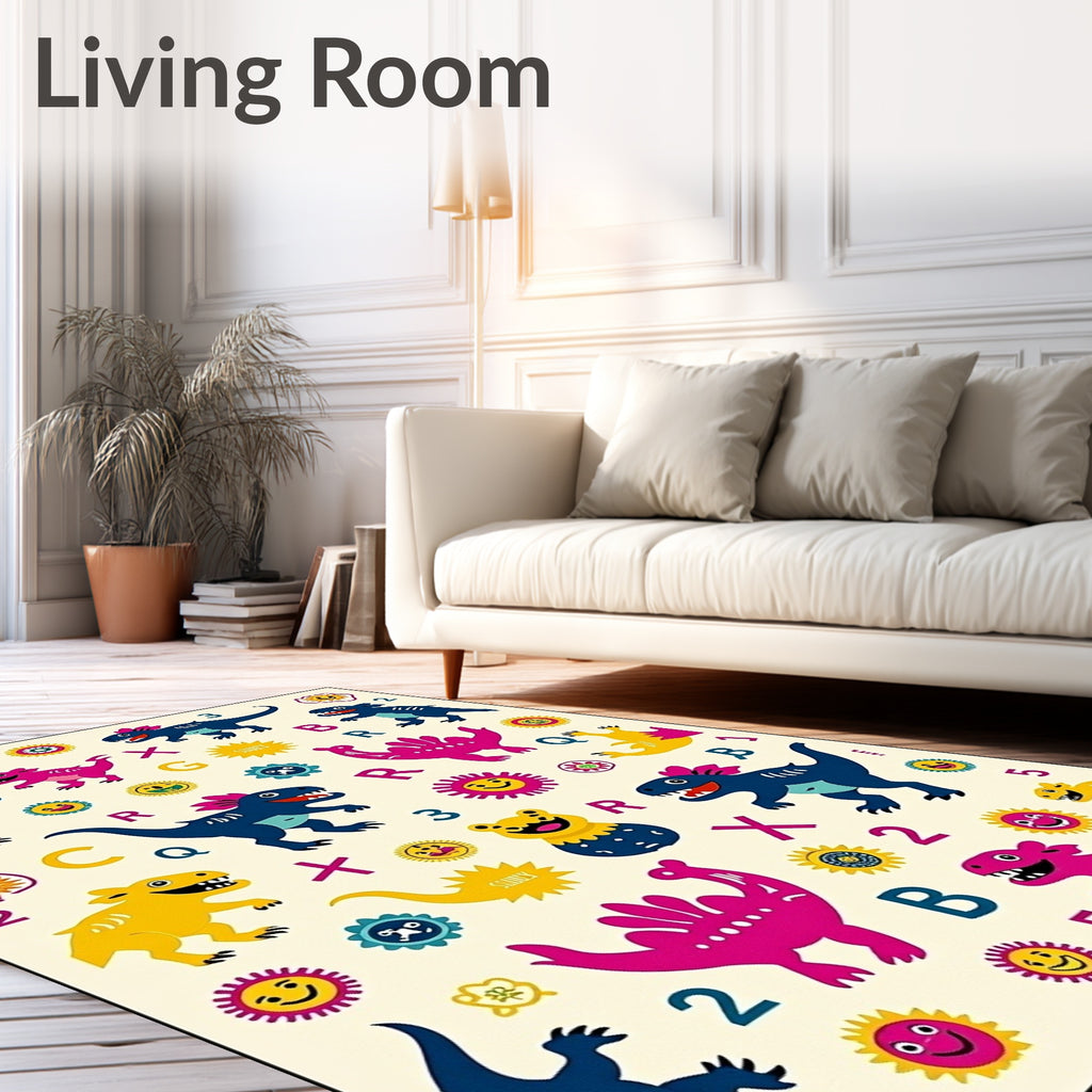 Whimsical Dinosaur Alphabet Playtime Rug