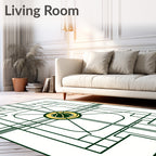 Green Art Deco Basketball Court Rug