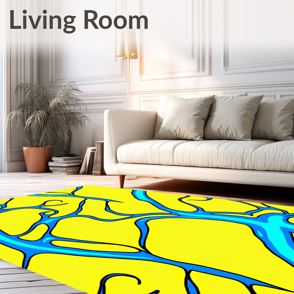 Bright Blue Vein Abstract Rug