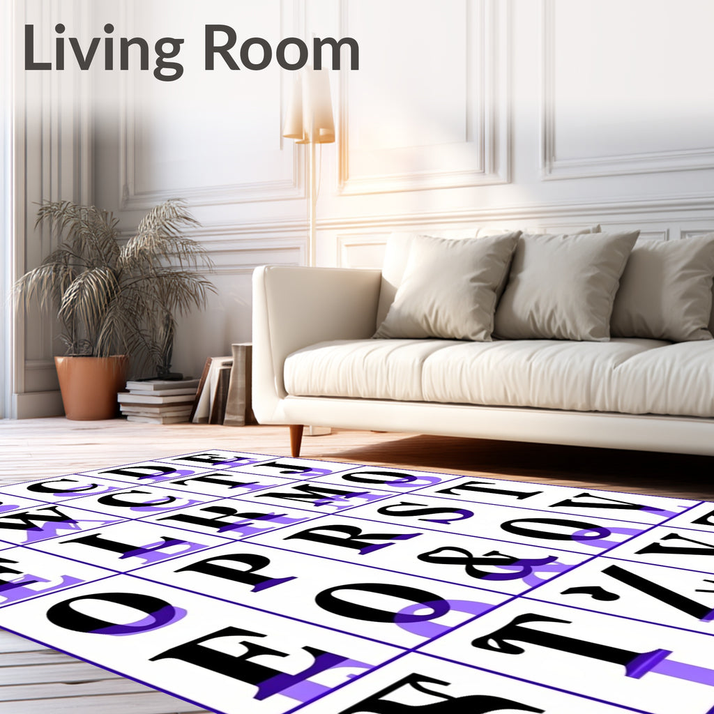 Alphabet Grid With Shadow Effect Rug