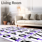 Alphabet Grid With Shadow Effect Rug