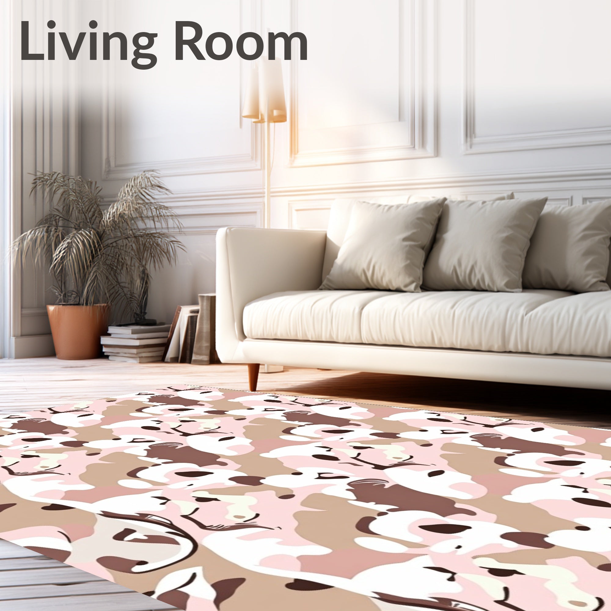Soft Neutral Camouflage Abstract Blocks Rug