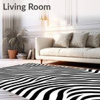 Black White Wavy Stripes Rug
